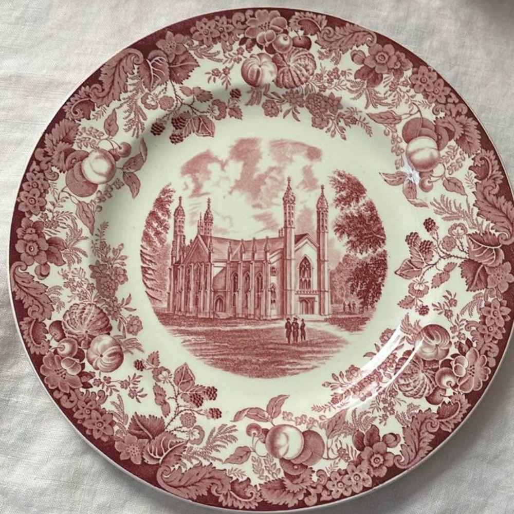 Vintage Red Floral Dinner Plate